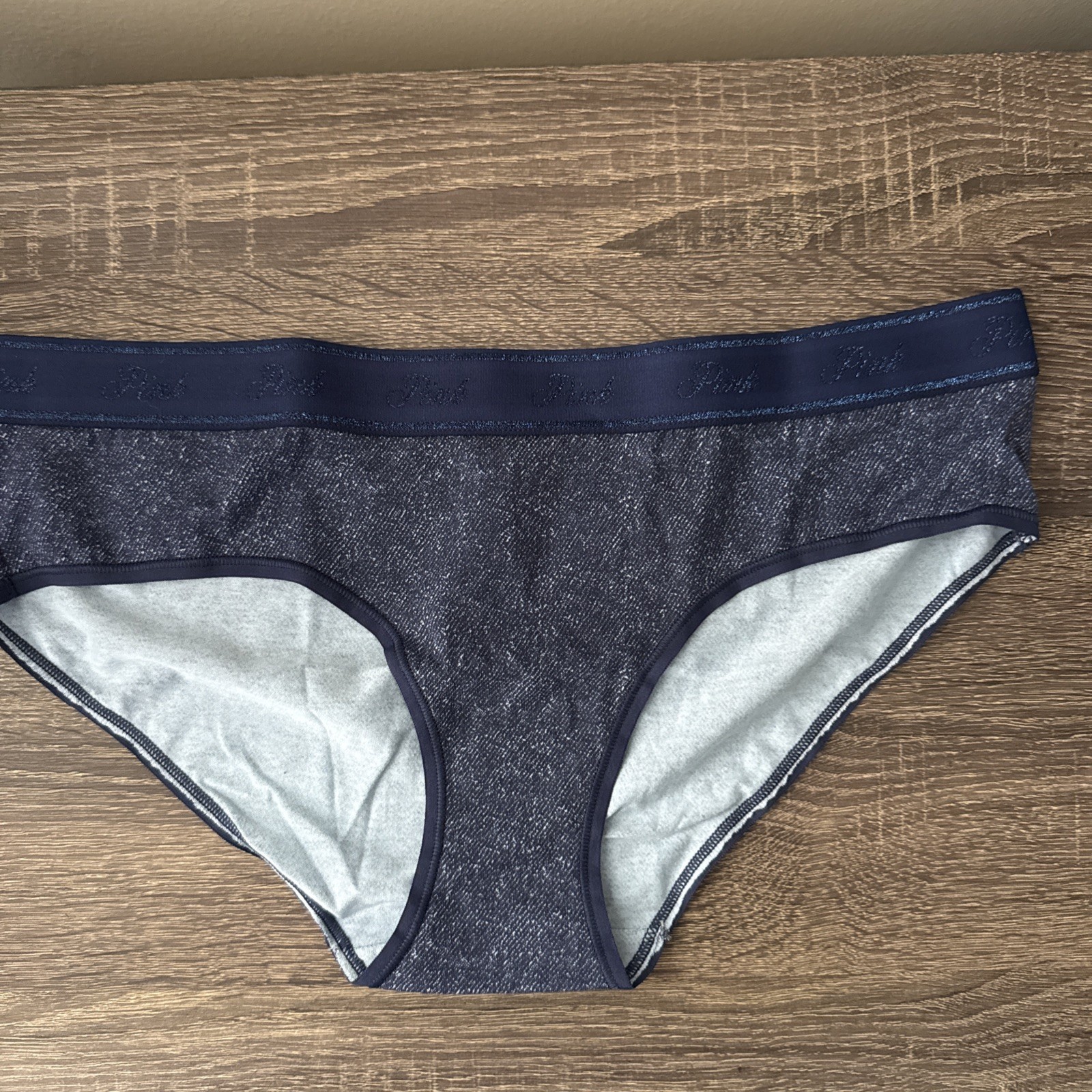 Pink By Victoria’s Secret Large Blue Denim Look Cotton Hipster Panties
