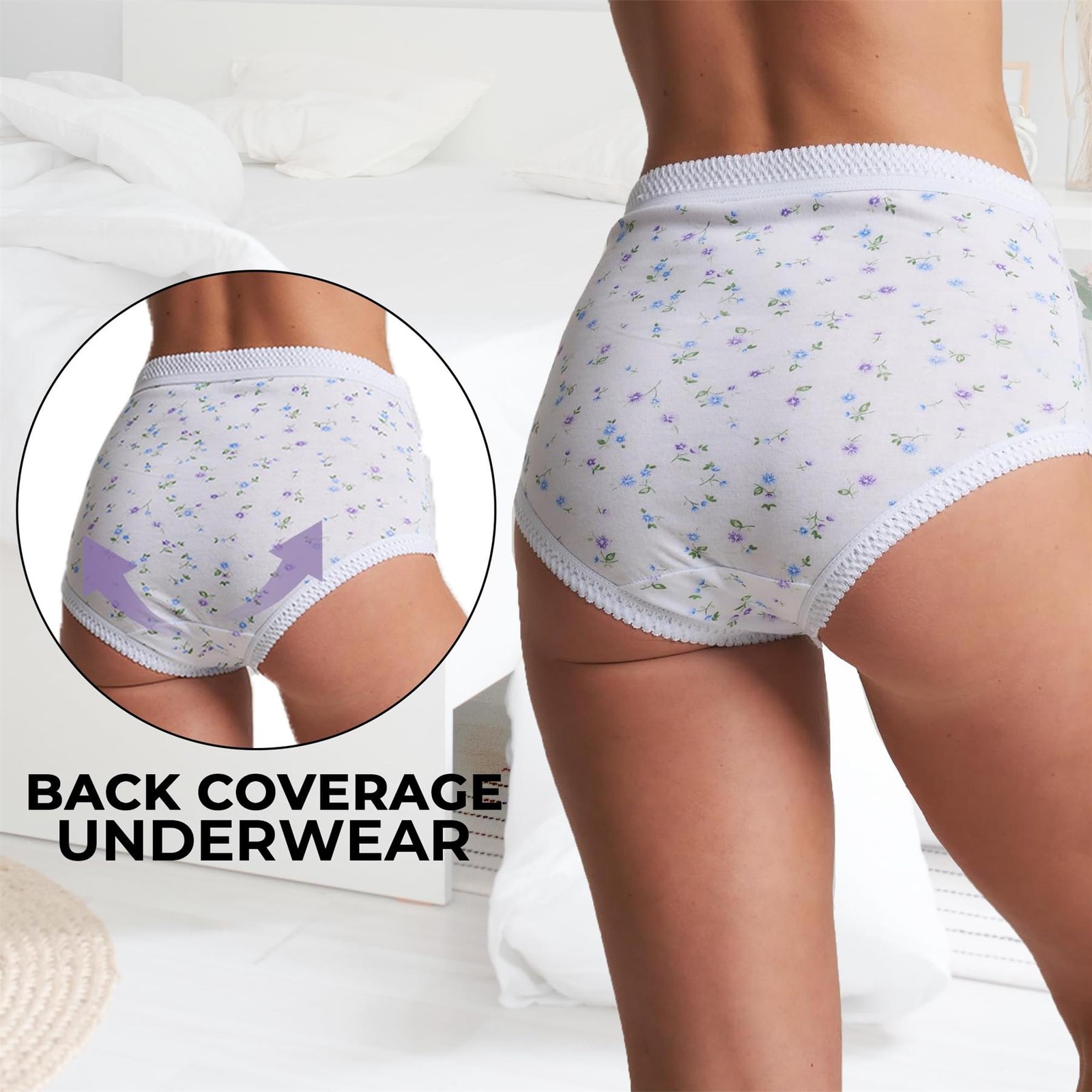 3 Pack Ladies Briefs Maxi, 100% Cotton Full Comfort Fit Underwear Size 10-24