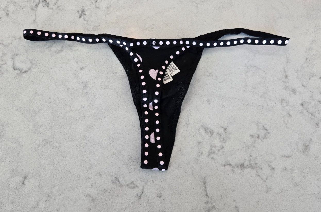 Victoria’s Secret PINK Cotton Micro Thong – M – VS Black Panty NWT
