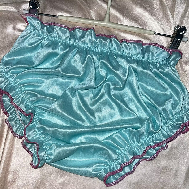 Women’s Men’s Faux Satin Silk Panties Briefs Underpants Ruffles Stretch Princess