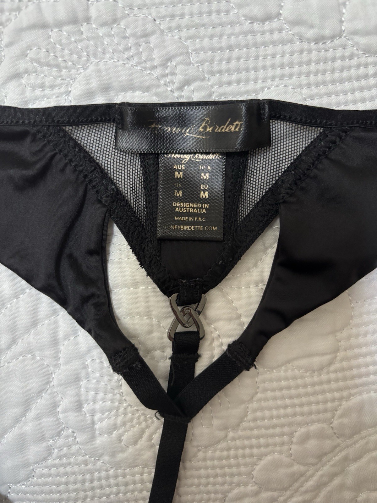 Honey Birdette Vesna Black Thong String Size Medium