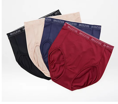 Breezies Set of 4 Nylon Microfiber Hi-Cut Panty-Eclipse-Small- A287800-NEW