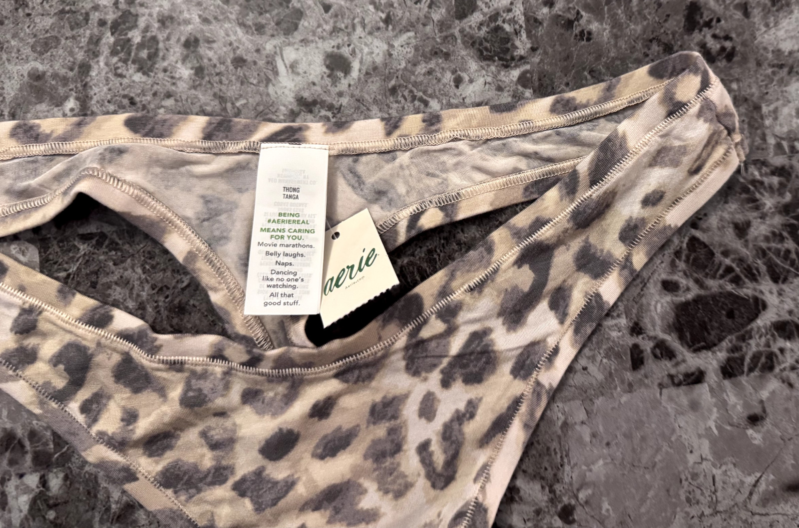 NWT AERIE AMERICAN EAGLE SOFT LEOPARD MODAL ELASTANE HIGH LEG THONG PANTIES