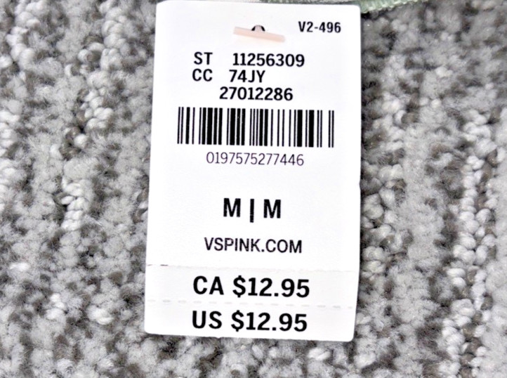Victoria’s Secret PINK NWT Medium Green Stripe Micro Thong Panty Spellout Sexy