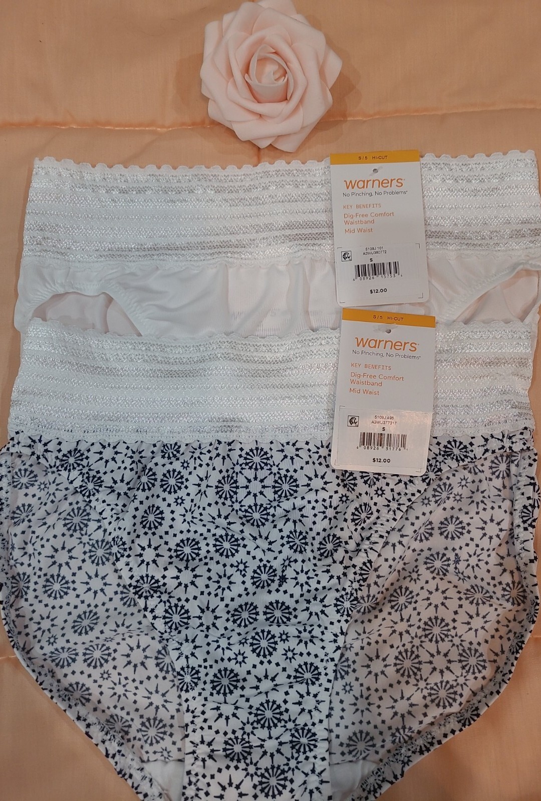 WARNERS SeXy Shiny Lace Hi-Cut Panties No Pinching/Problems S/5 $24.00 nwt