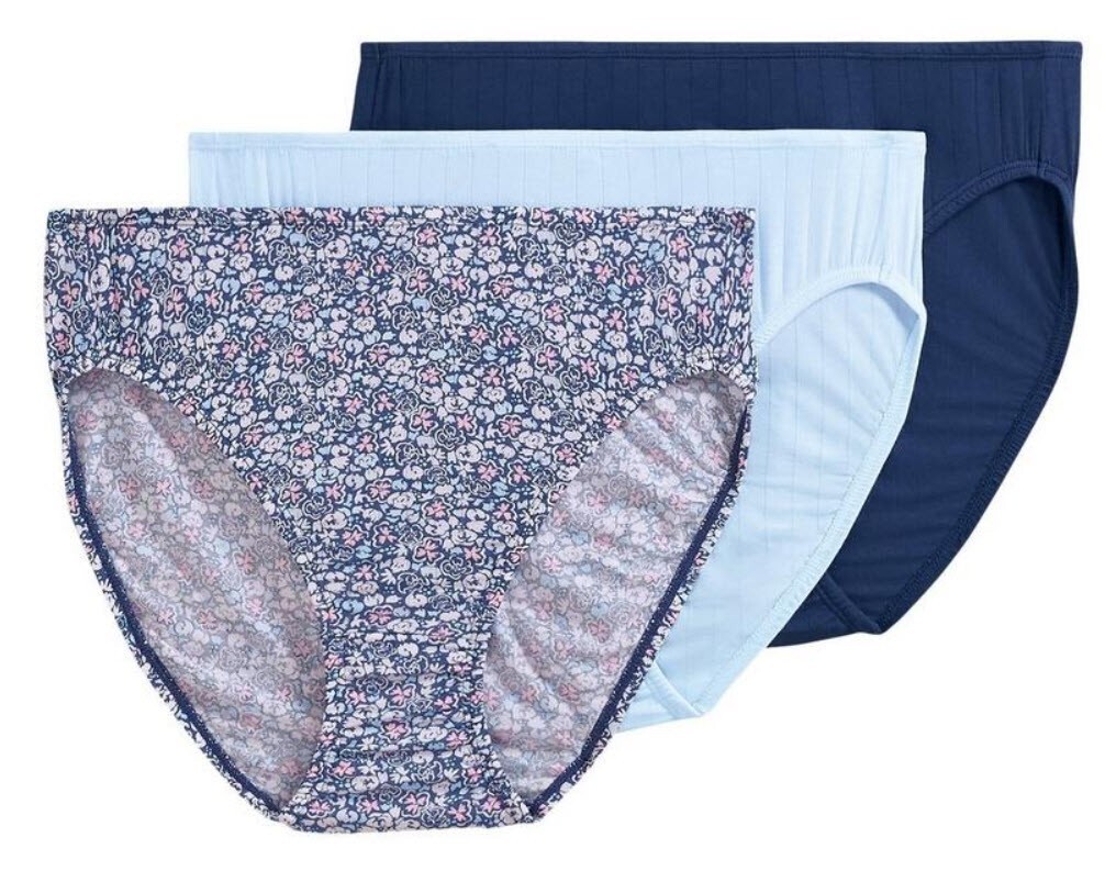3 Pairs – Jockey SUPERSOFT BREATHE Panties FRENCH Hi Cut Blue Floral Size 10 3XL