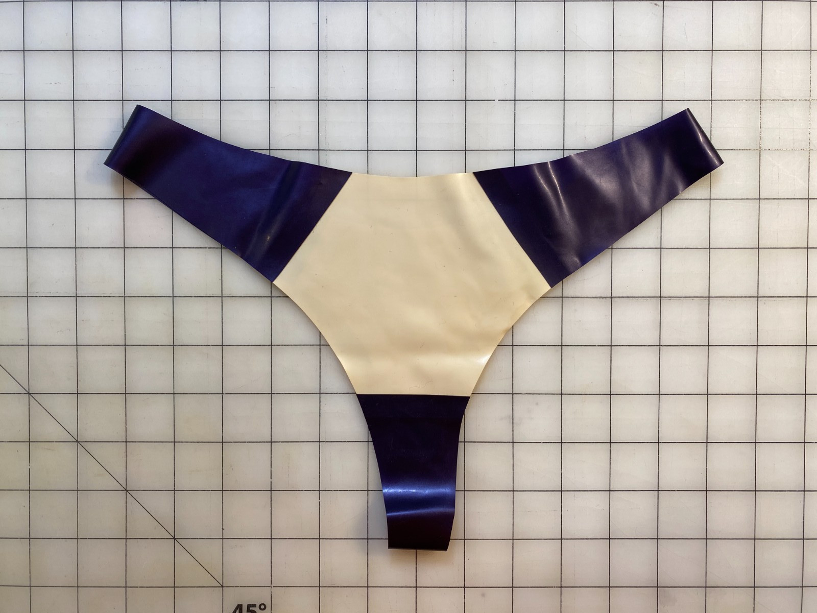 Purple White Latex Panties Thongs Handmade U.S. Designer Sz Large
