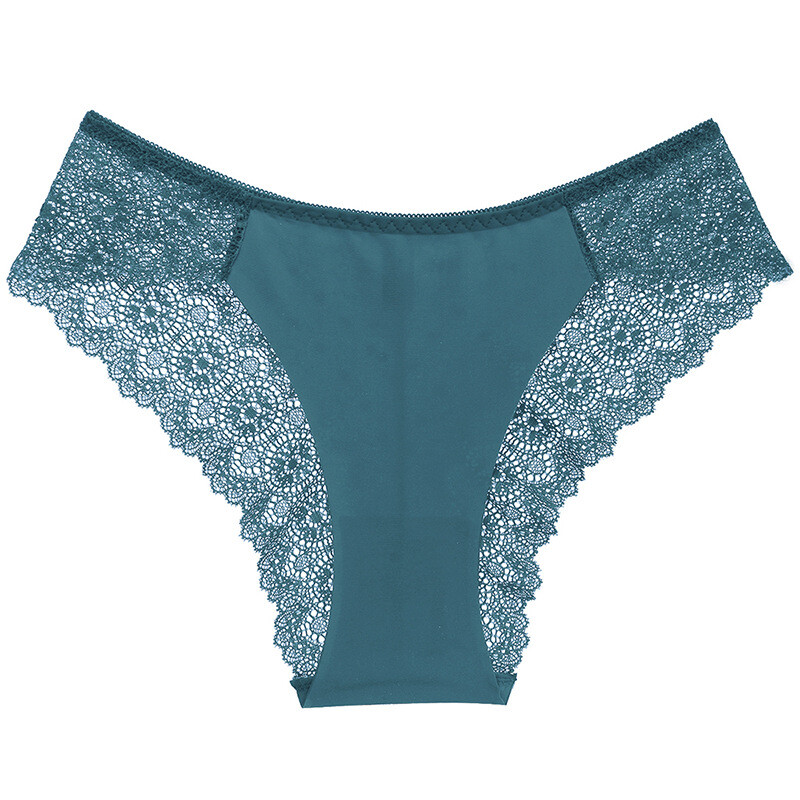 5 Pack Lot Sexy Womens Ice Silky Seamless Panties Lace Briefs Lingerie Underwear