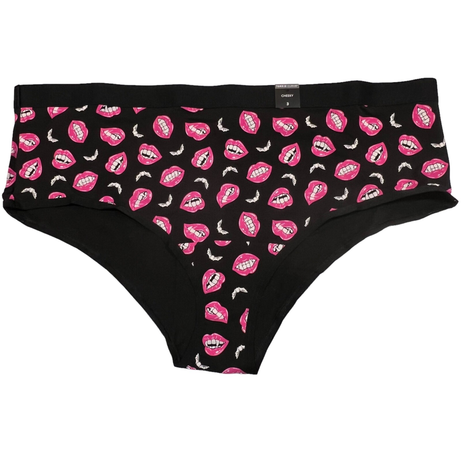 NWT TORRID Cheeky Pantie Sz 0X-1X-2X-3X Halloween Vampire Mouth Black