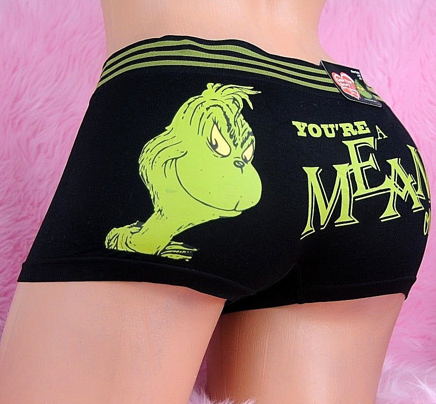 adorable Cartoon Christmas Grinch Rudolph Cheeky Boy Shorts Panties sz 5 6 7 9