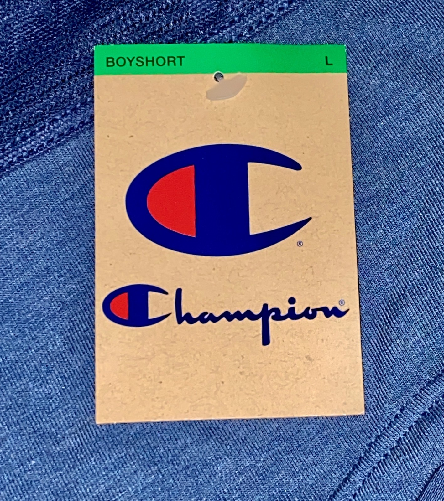 CHAMPION Wide Lace Logo Waistband Navy Girl BoyShort Panty Womens M 6 L XL 2XL 9