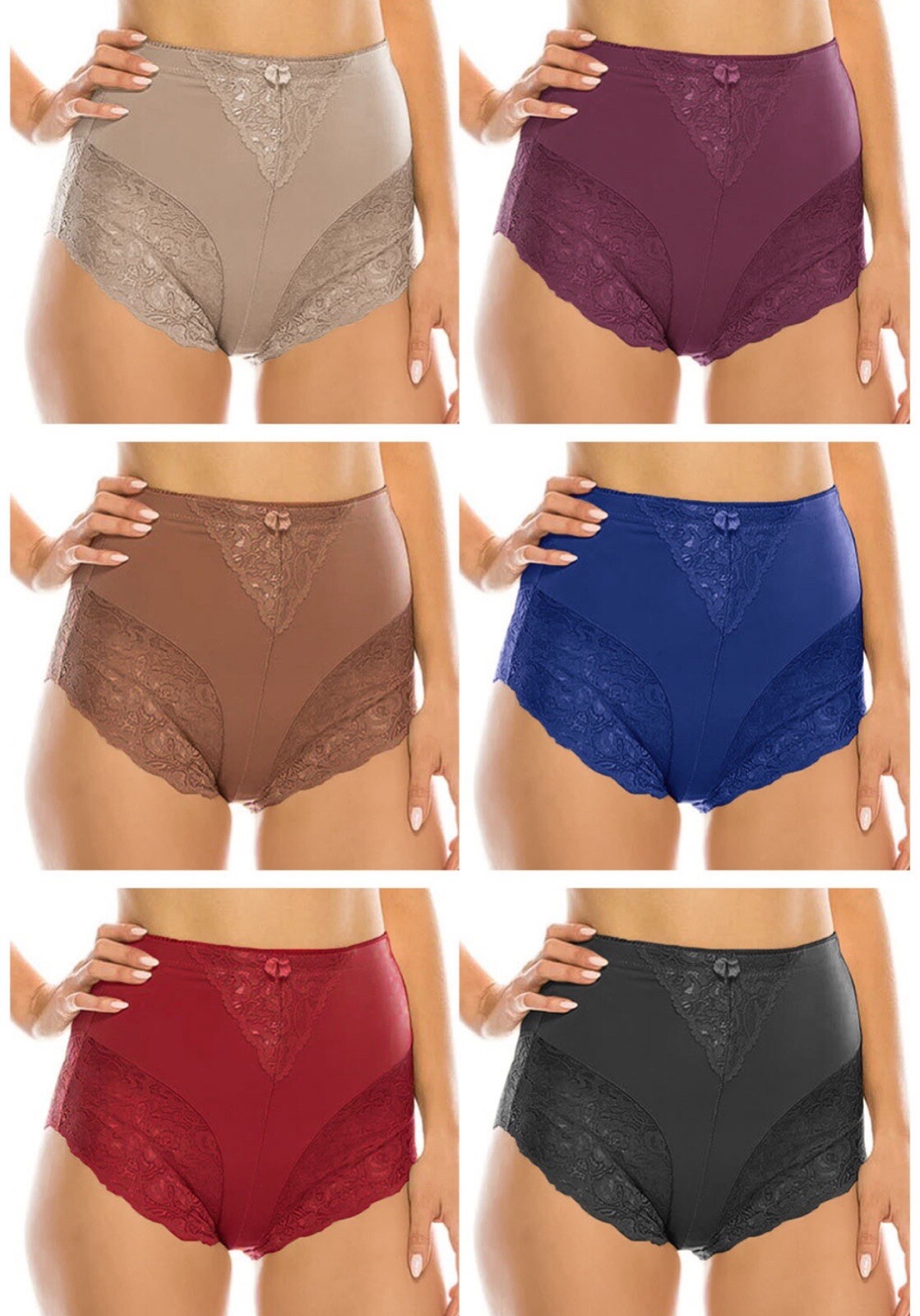 6 Pcs High Waisted Briefs Tummy Control Girdles Lace Shaper Panties 63031 Sz 4XL