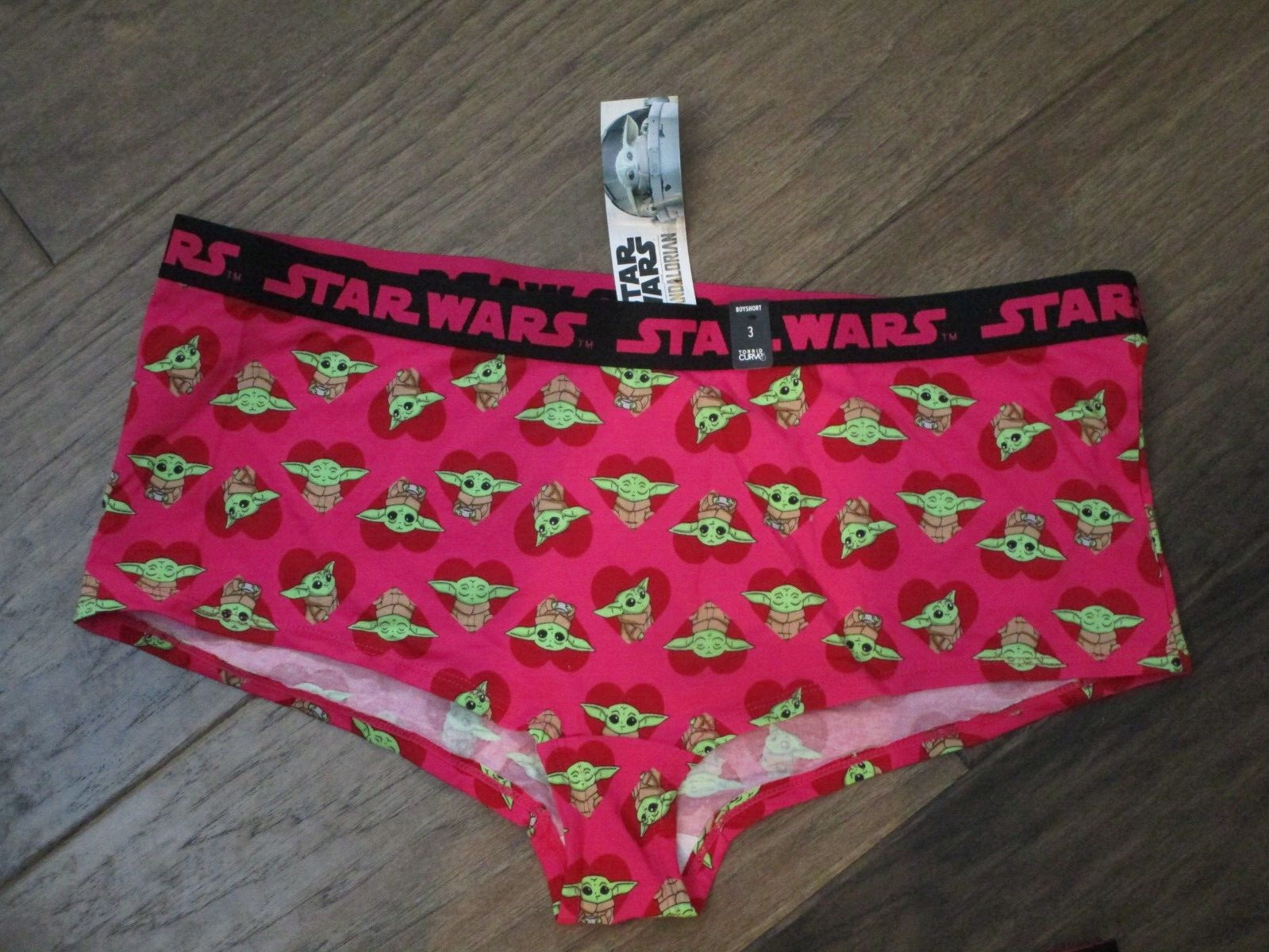 TORRID STAR WARS PINK HEART PRINT MANDALORIAN COTTON MID-RISE BOYSHORT PANTIES