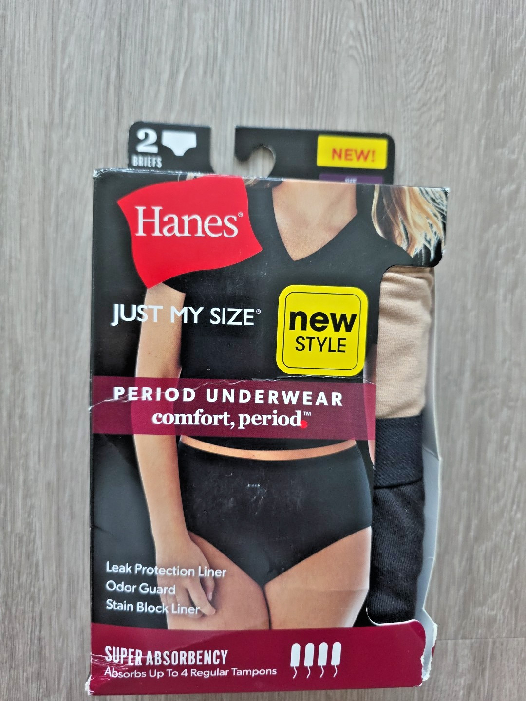 Hanes Period Underwear 2 Briefs 4X Leak Proof Absorbent Panties JMS