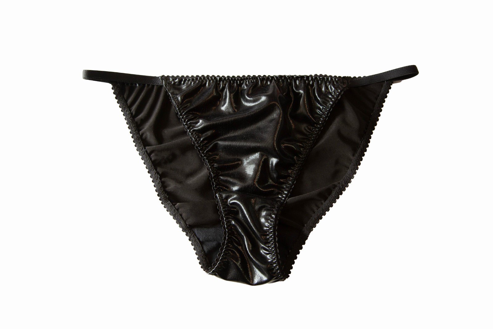 Wet Look Brazilian Sexy Knickers PVC Look lingerie Black Panties MADE IN THE UK