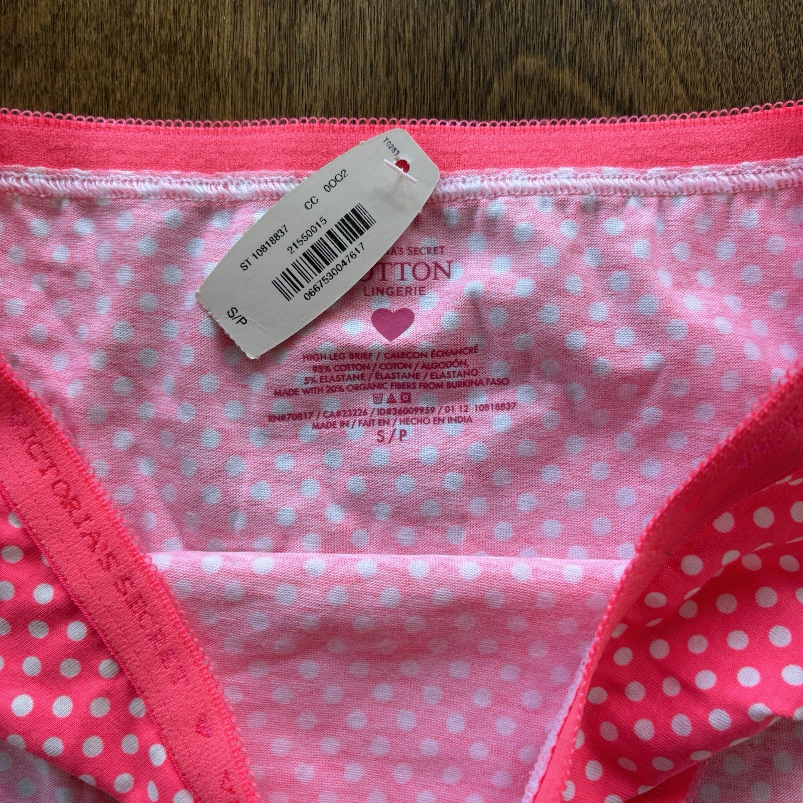 Victoria’s Secret Cotton High Leg Brief Pink Polka Dot Panty Small Vintage – NWT
