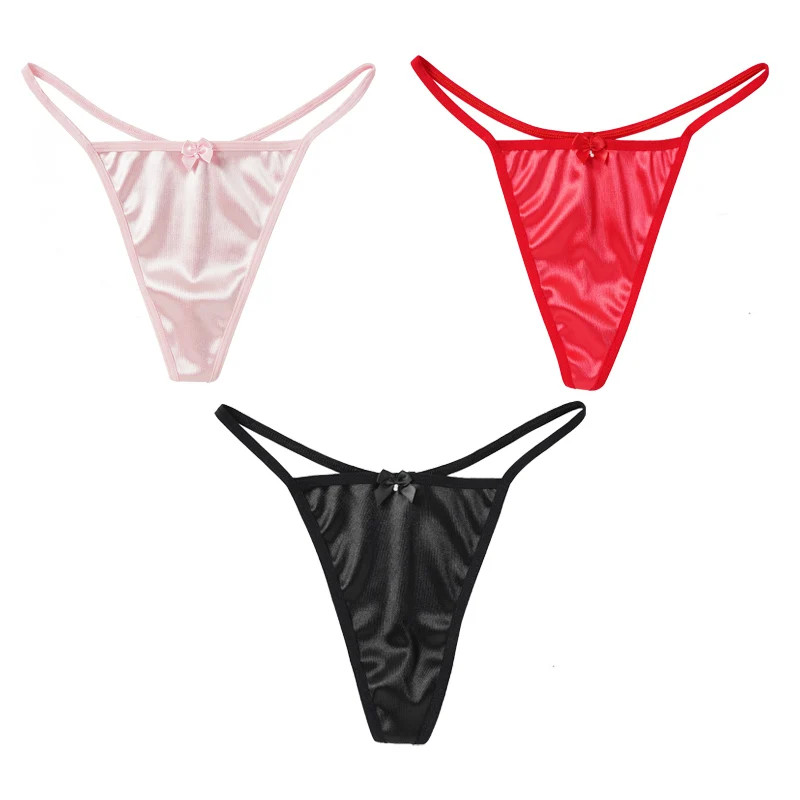 Seamless Thong Low Rise Bow Cotton Women’s G String Panties Underwear 3 Pcs