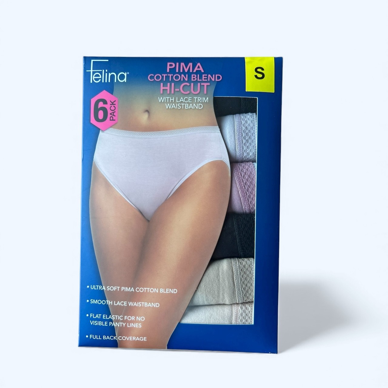 Felina Women’s Pima Cotton Blend Hi-Cut, 6-pack Size S