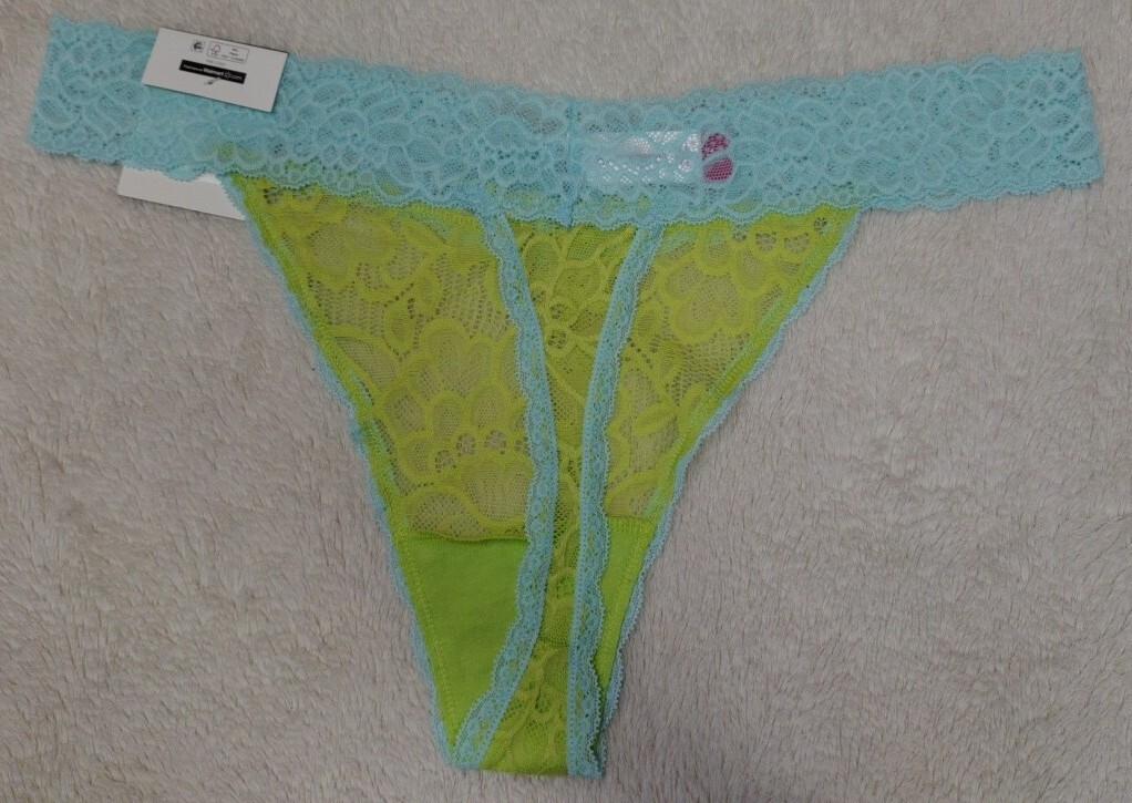 • NWT No Boundaries All Over Lace Thong Panties Size XXL (19) Blue & Green