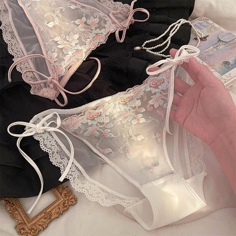 3 Pack Sexy Womens Sheer Lace Panties Underwear Floral See Through French Briefs
