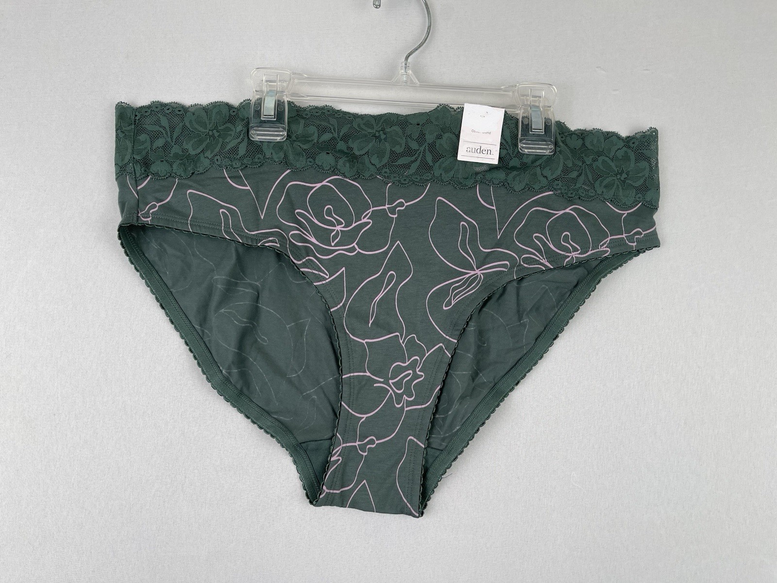 Auden Cotton Blend Hipster Underwear W/lace Waist Teal Green Size XL(18)