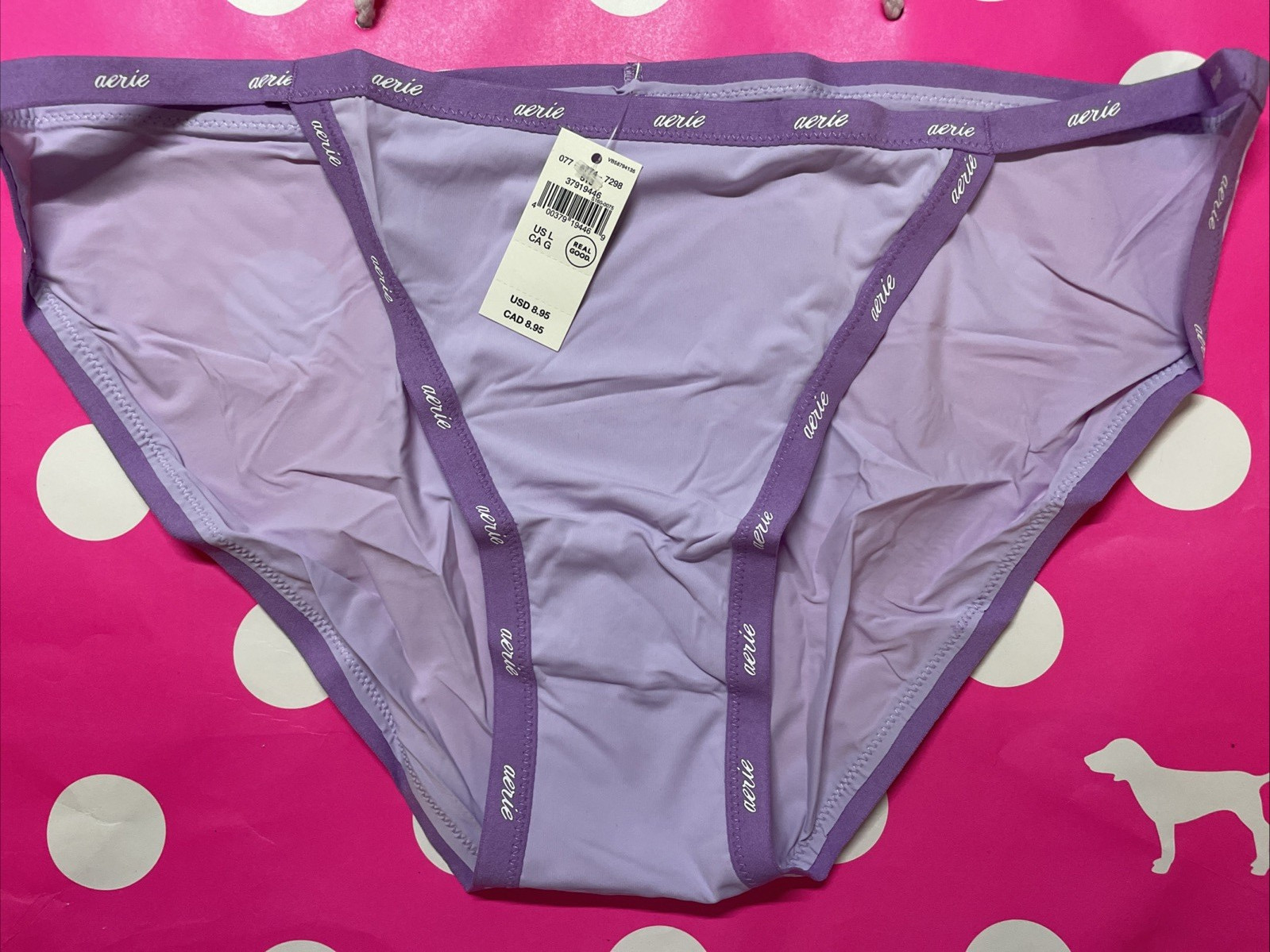 AERIE AMERICAN EAGLE L Purple SMOOTH THIN NYLON SPANDEX STRING BIKINI PANTIES