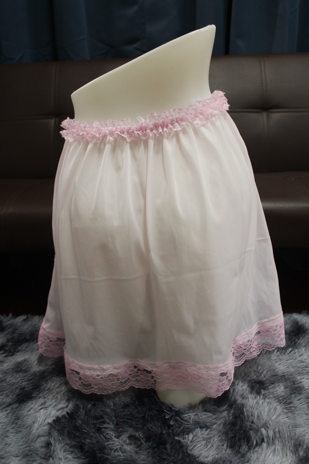 #A223 2XL/ElasticW.24-42″ Vintage Style Pink Nylon Full Brief +Half Slip
