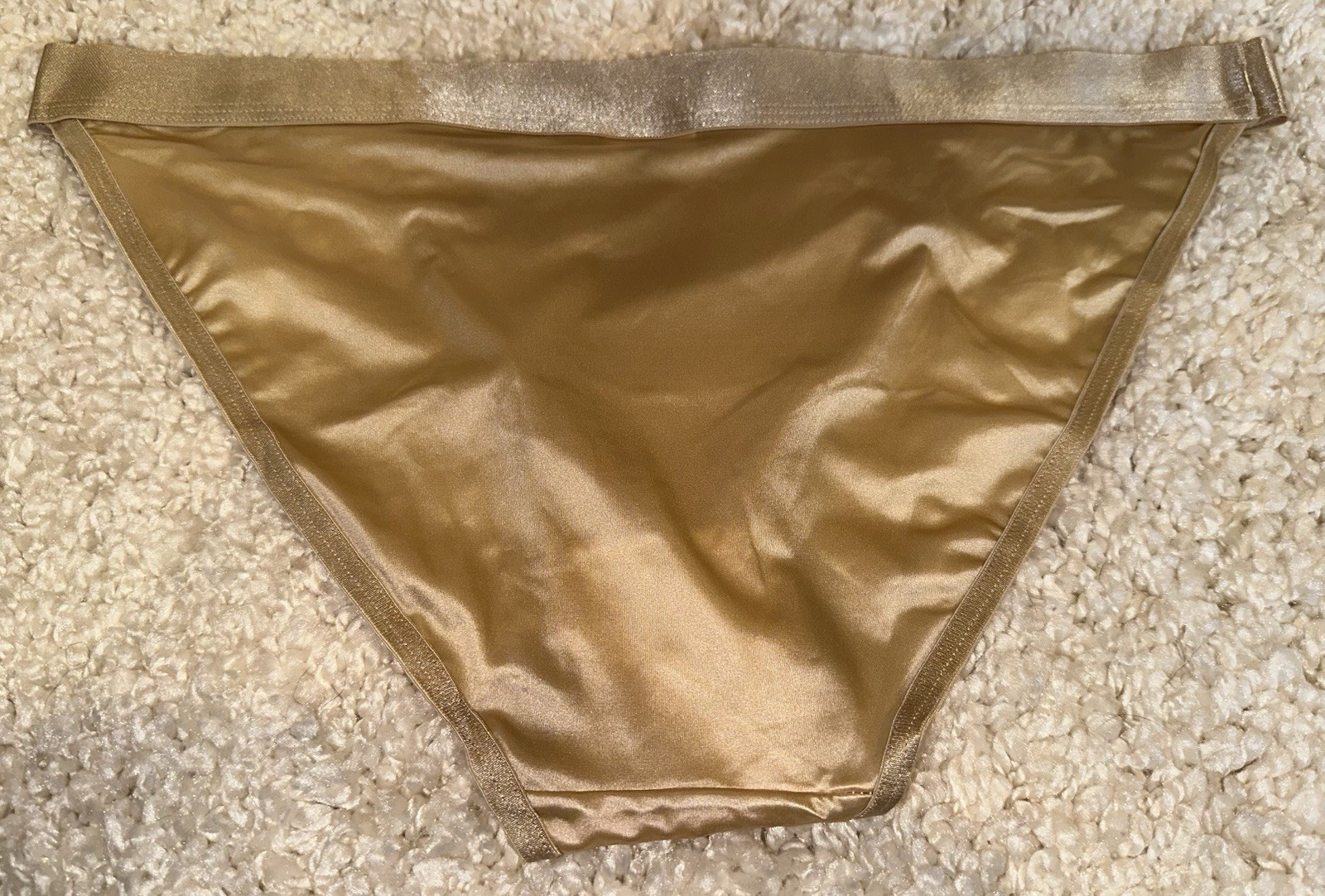 Vtg Styl Glossy Slippery Sand Gold 2nd Skin Butter Satin Bikini Panties 2X NEW