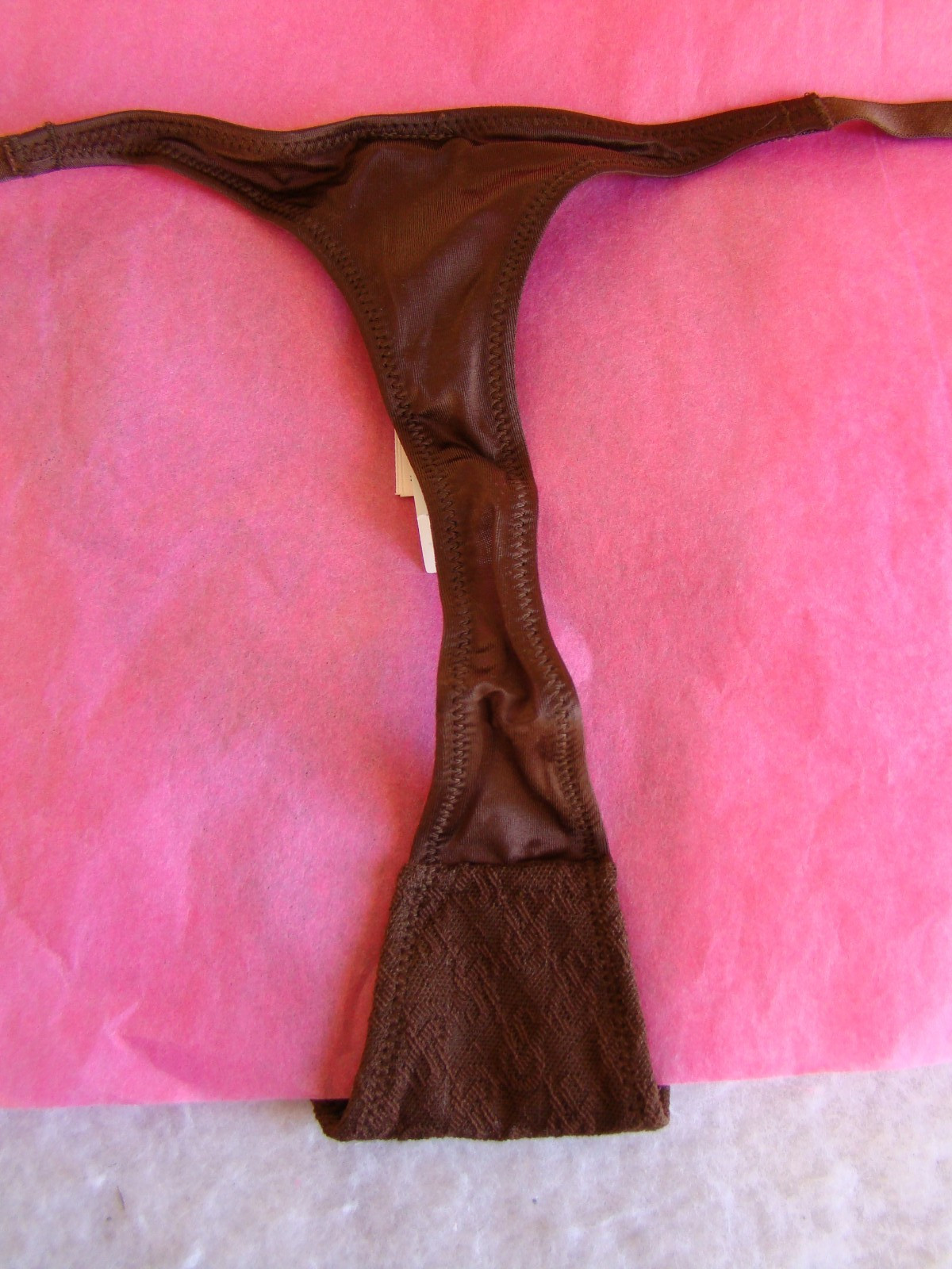 New Victoria’s Secret Logo Pattern All Over Front Brown String Thong Panty
