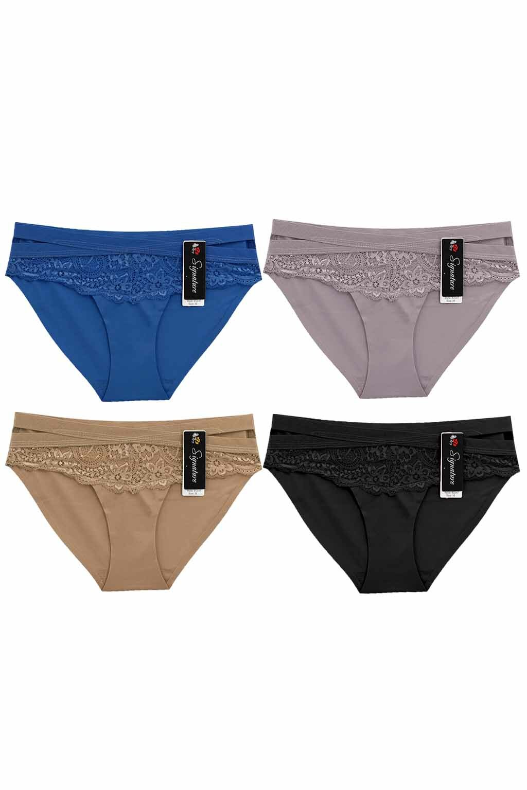 6 PK Women Panties Lace Low Laser Cut Bikini Underwear Mixed Color S M L XL 2147