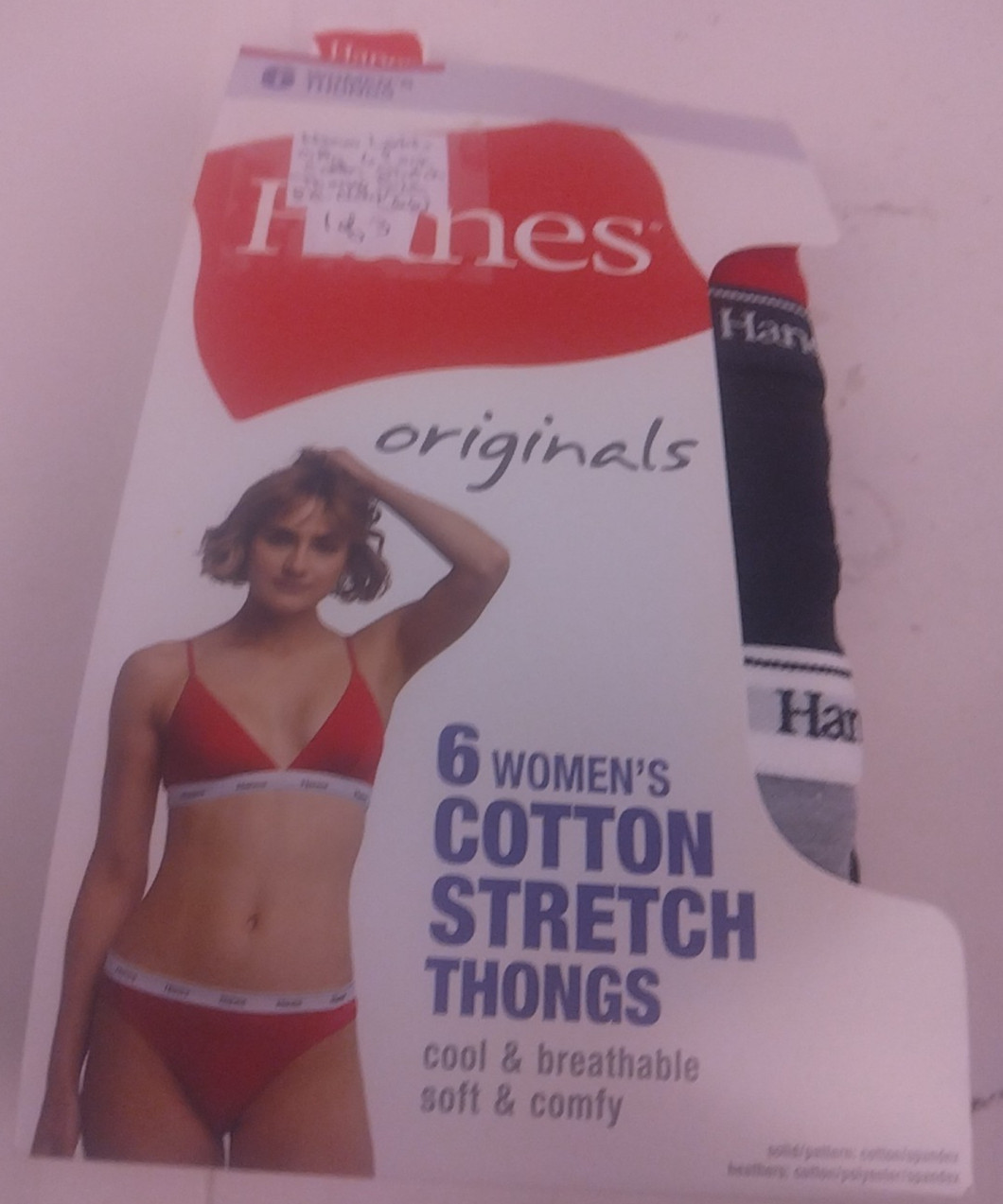 Hanes Ladies Originals 6 Pack Cotton Stretch Thongs Size 8XL – New. (66)