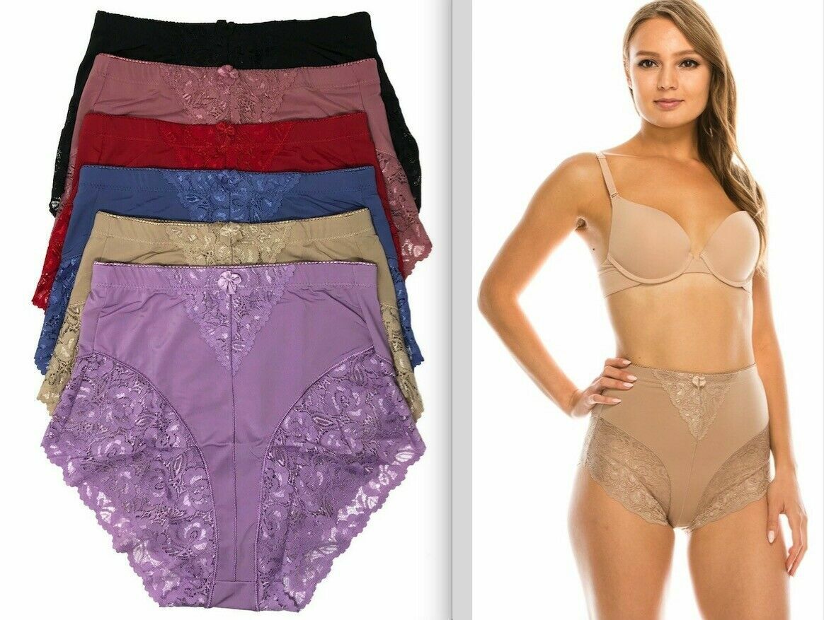 Jennifer High Waist Briefs Tummy Control Girdles Lace Shaper Panties #3031 S-XL