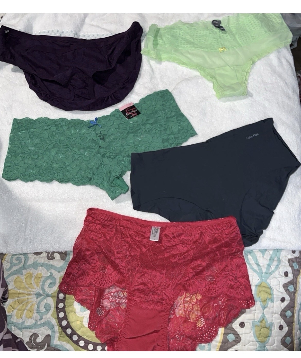 Multi Style Panties Seamless Lace Size large Lot Of 5 See Tags Peek At Designers