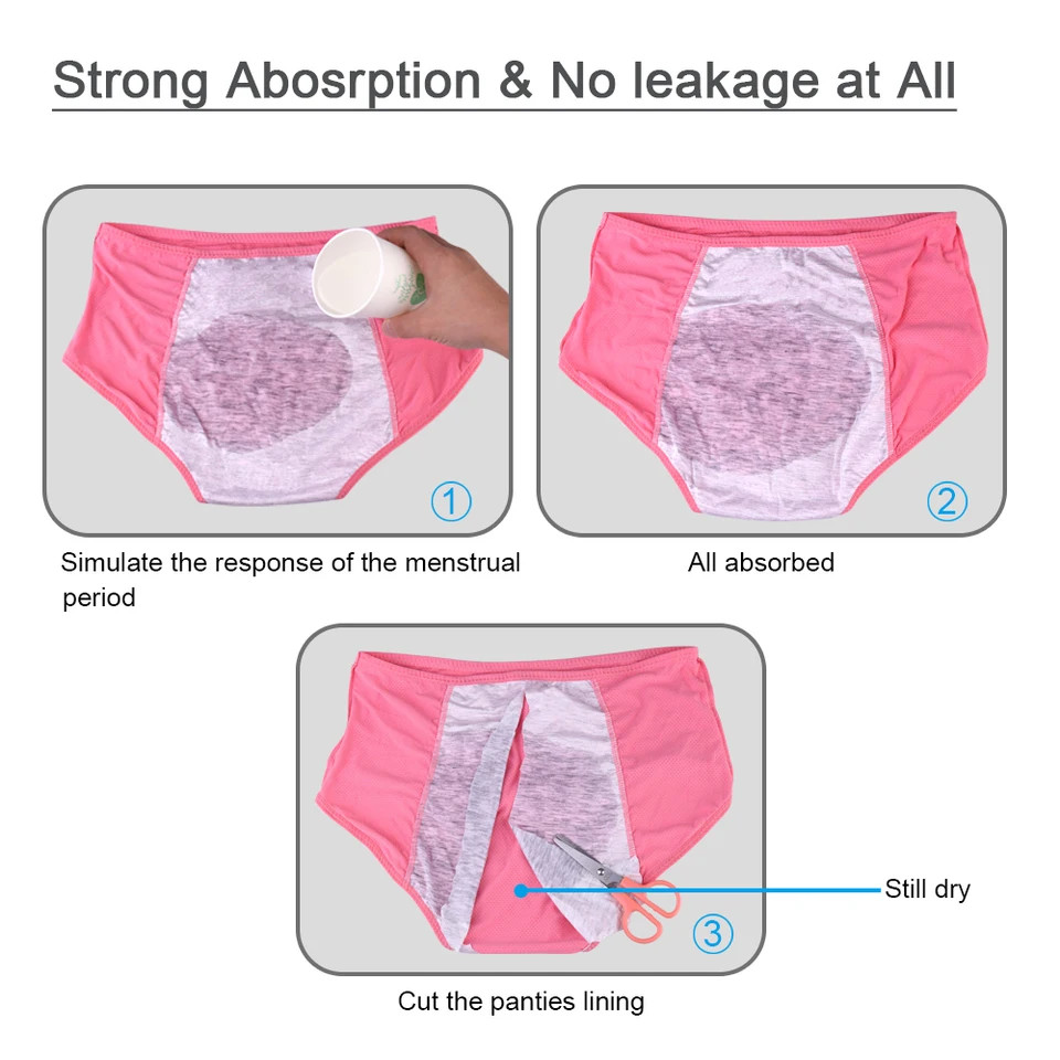 5pc Leak Proof Menstrual Panties Period Underwear Waterproof Briefs Women Set