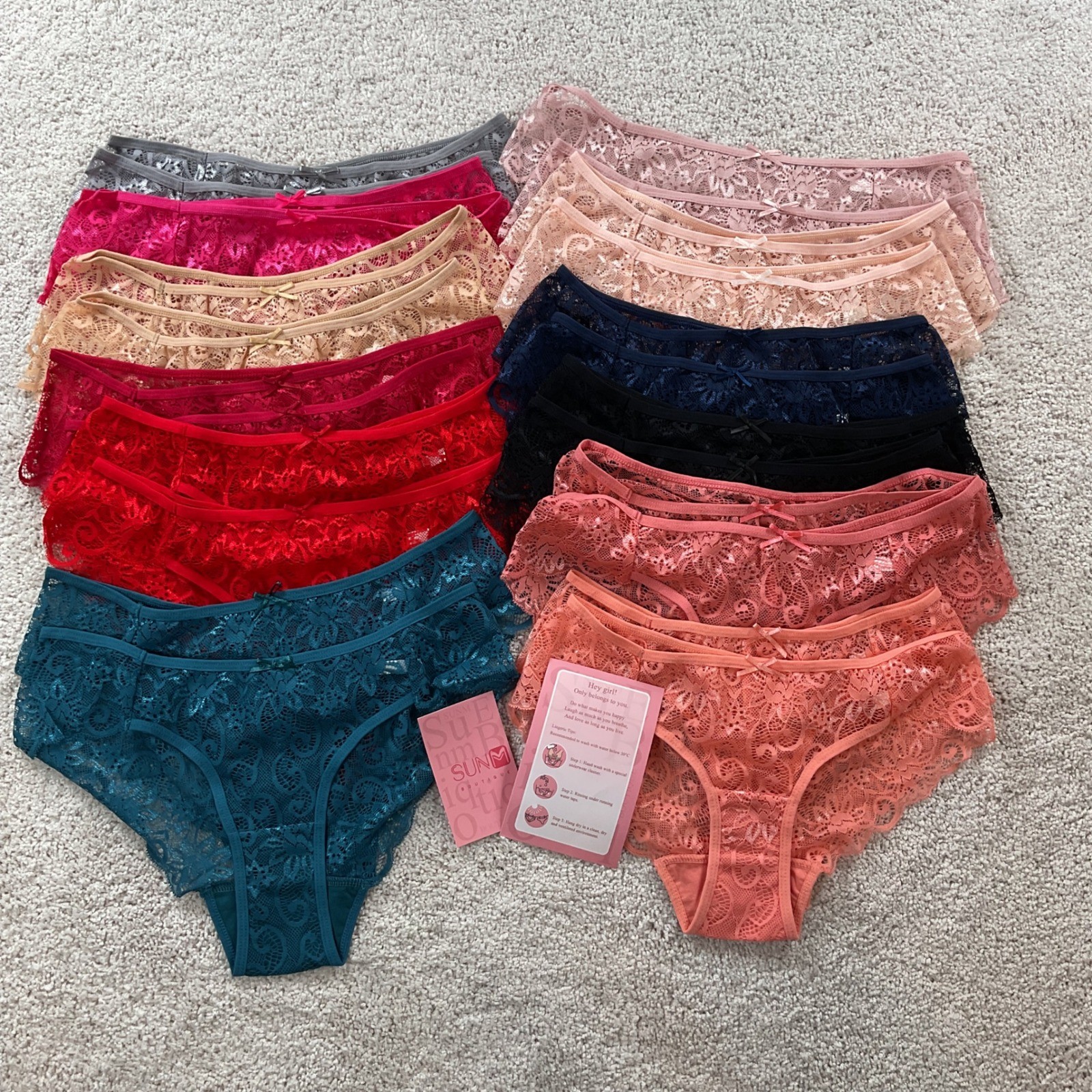 SUNM Boutique Womens Floral Lace Cheeky Panties 26 Multi Pack Set S