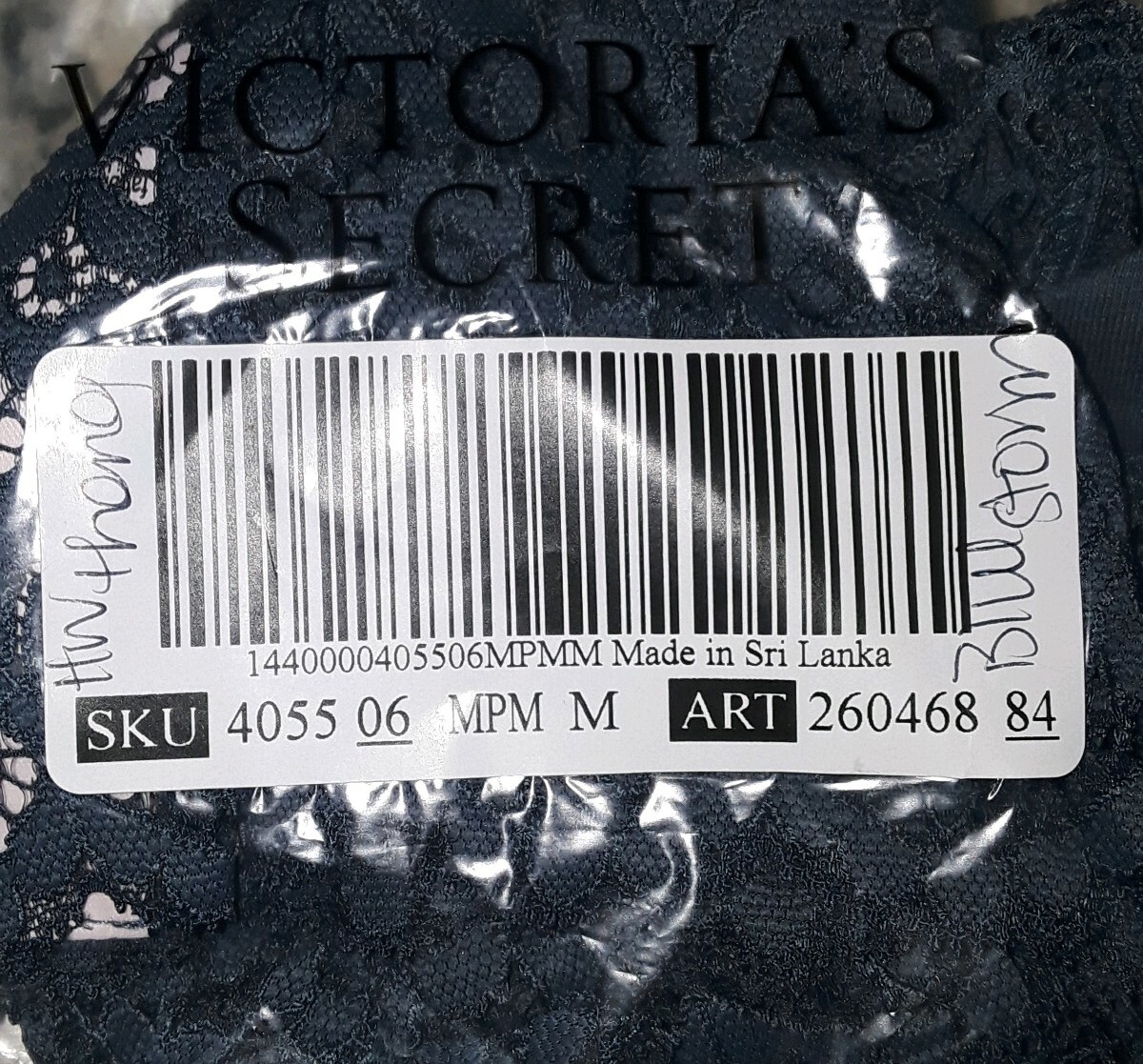 NEW VS body by victoria athena Lace high waist thong Size medium blue storm