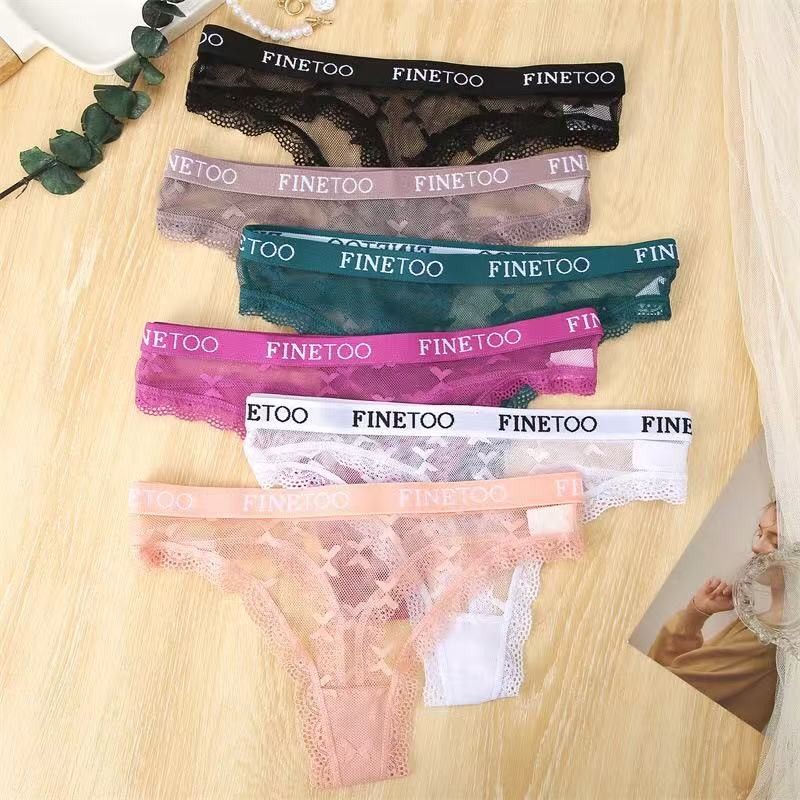 6-pack Lot Sexy Womens Sheer Panties Briefs Lace Trim Lingeries Thong Underwear