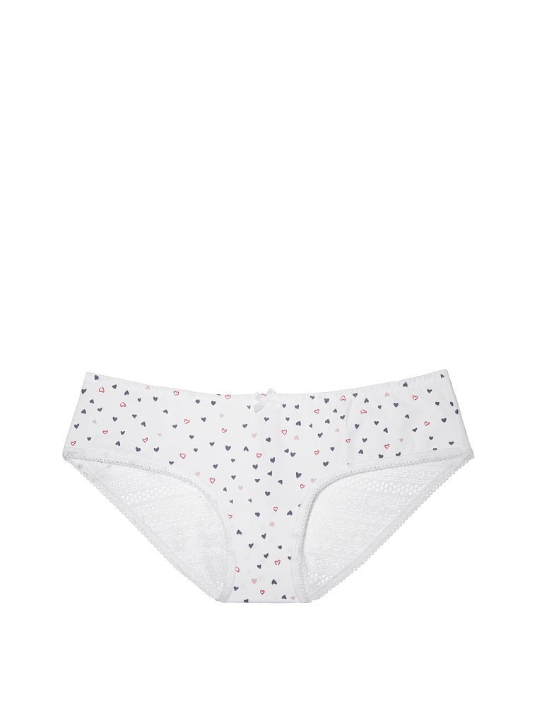 Victoria’s Secret Ruched Lace Back Hiphugger Panty White Hearts