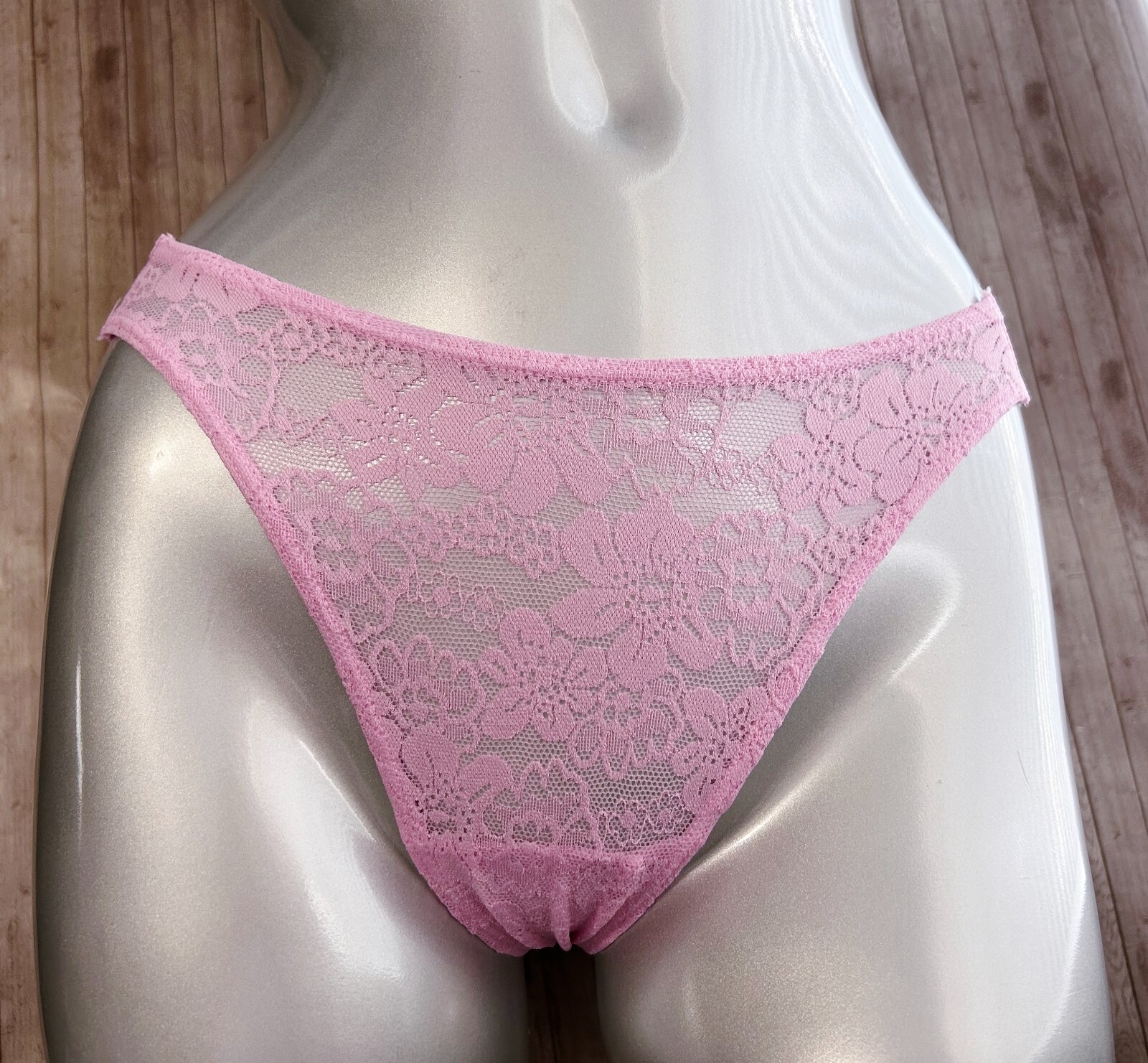 Nwt PINK Wink Victorias Secret Logo High Leg Thong Bling Panty L Pink Bubble