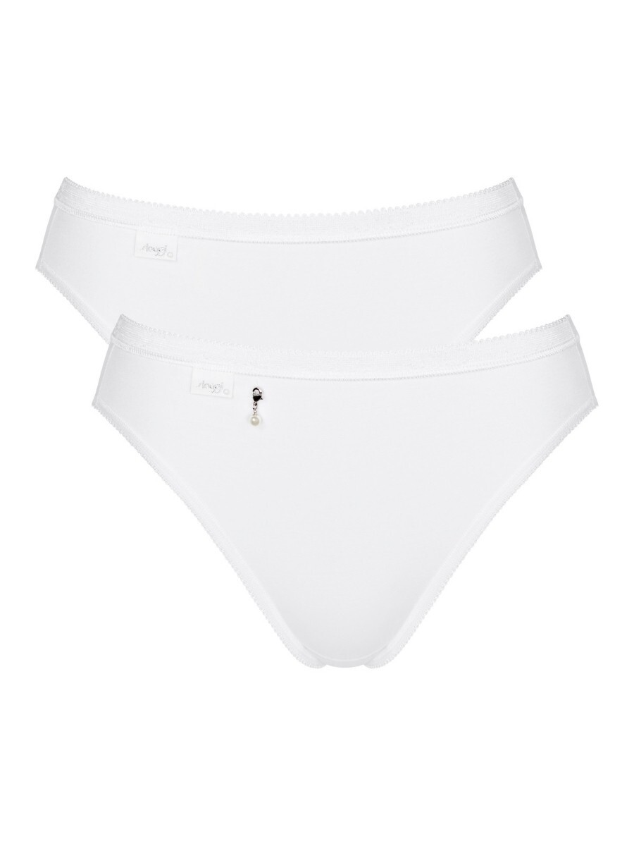 Sloggi Basic Pearl Tai High Leg Briefs Knickers 2 Pack 10221621