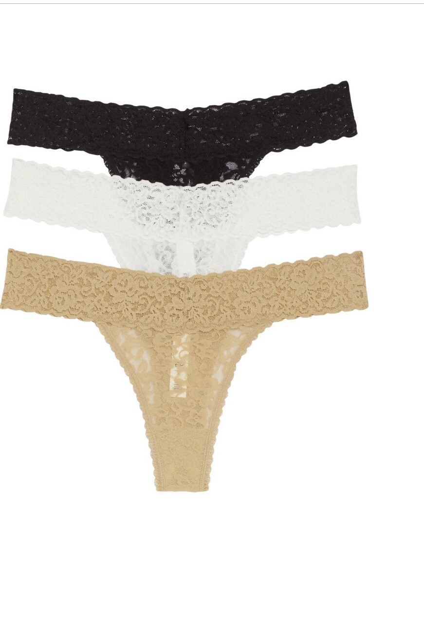 BP Nordstrom Black Nude White LEGIT Lace Thong 2XL NWT