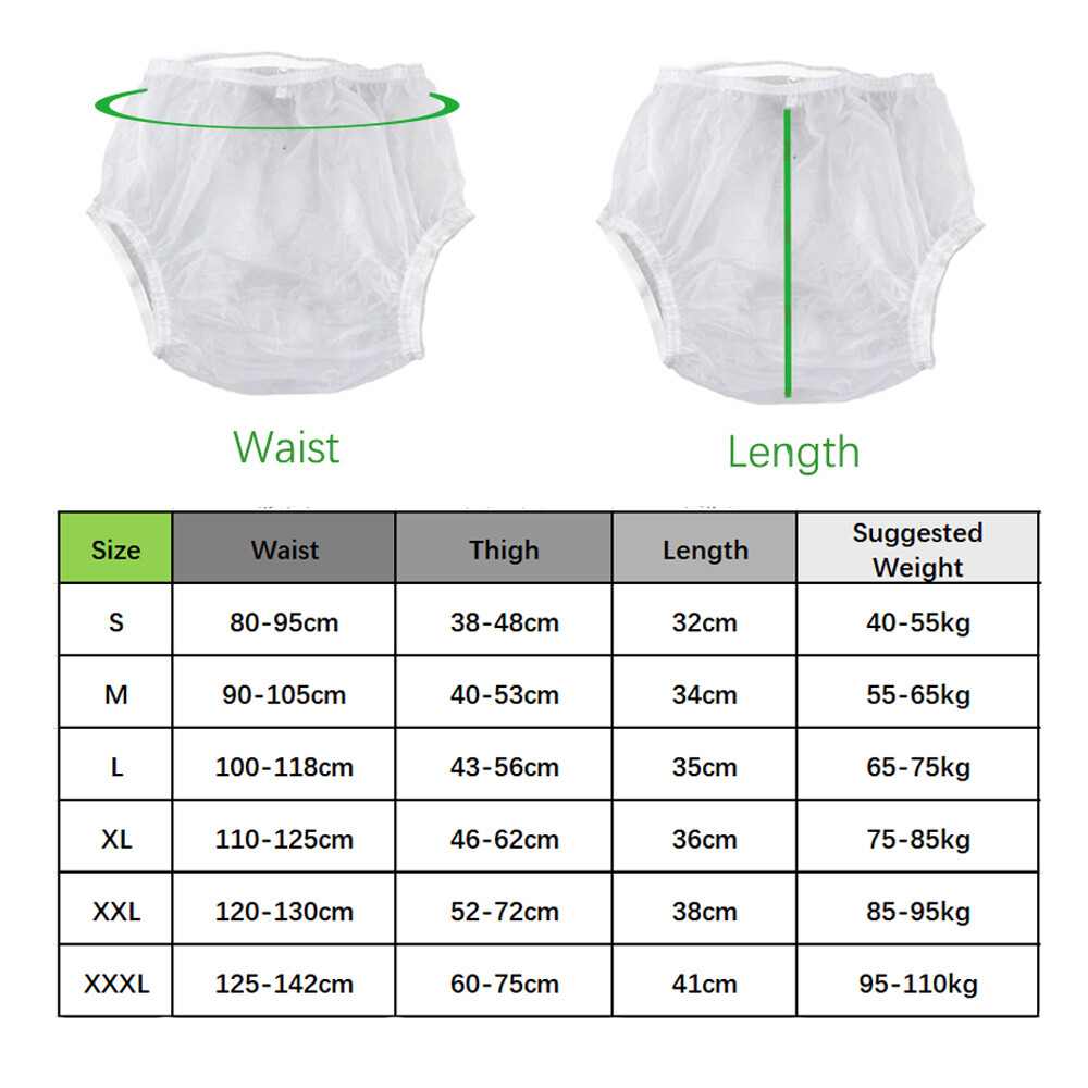PVC Plastic Pants Adult DIAPER NAPPY Incontinence Pants Diaper Cover Rubber Pant