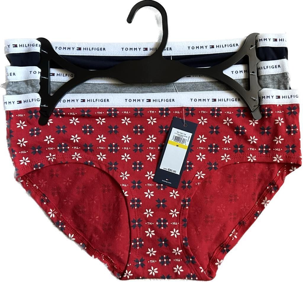 TOMMY HILFIGER Women’s 3 Pack Hipster Underwear Panty Size Small / Medium
