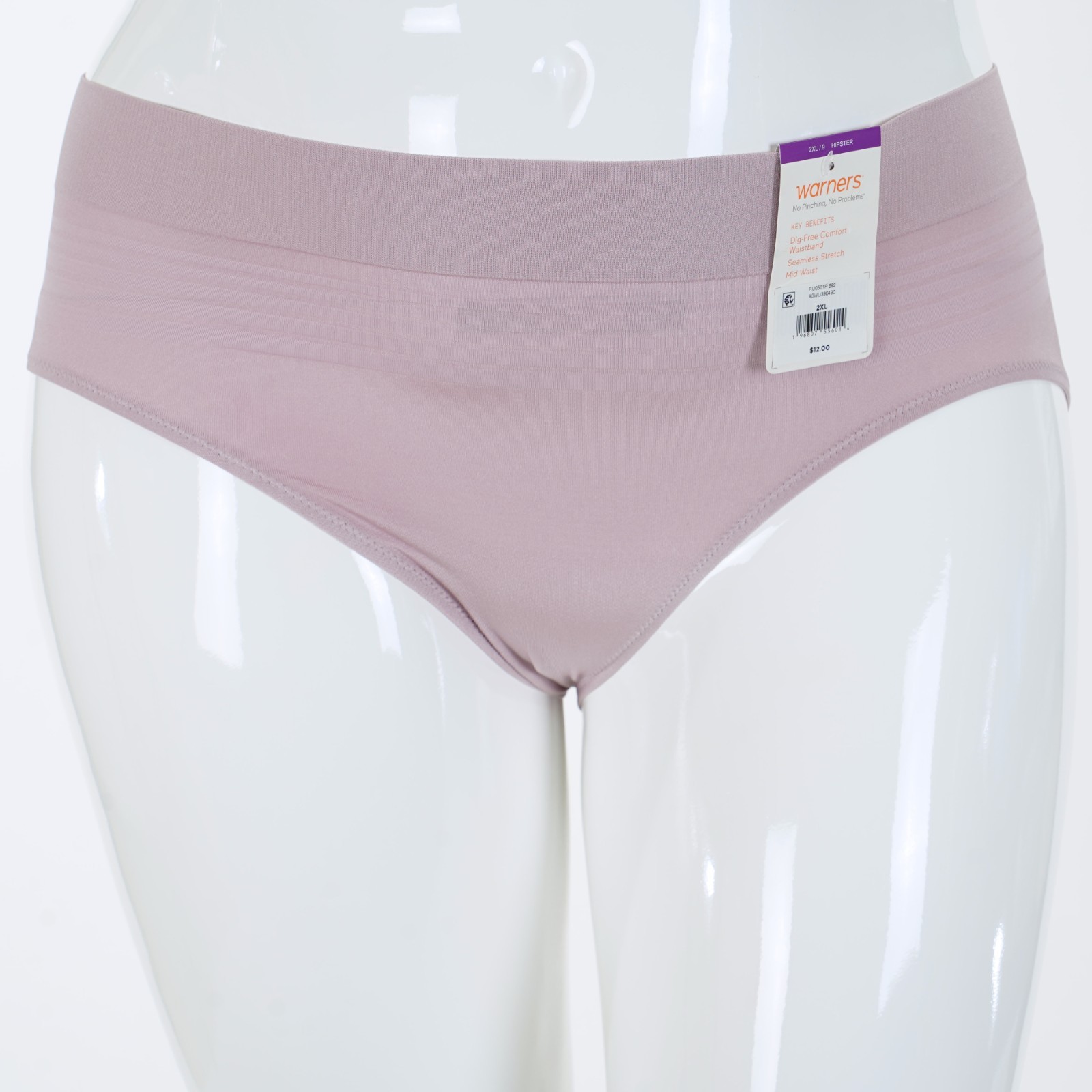 WARNERS Women’s Size 2XL/9 DUSTY PURPLE Comfort Waistband HIPSTER PANTY #RU0501P
