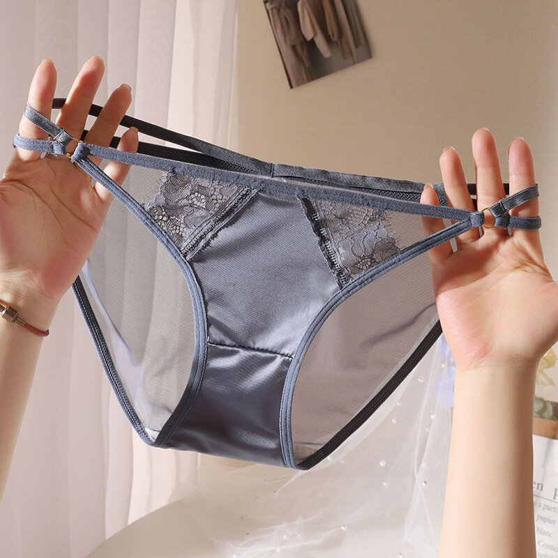 1/5 Pack Lot Womens Sheer Satin Panties String Bikinis Brief Sexy Lace Underwear
