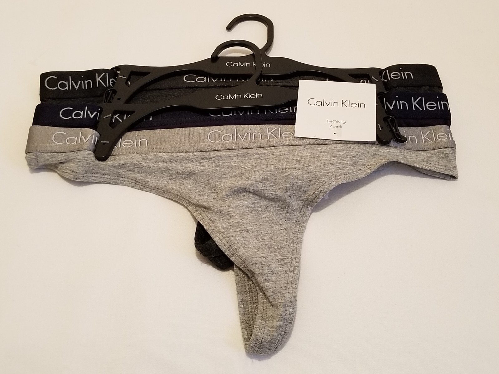 Calvin Klein 3 pc Thong Panties BLACK/ Navy blue/Gray QP1803 Size Small New