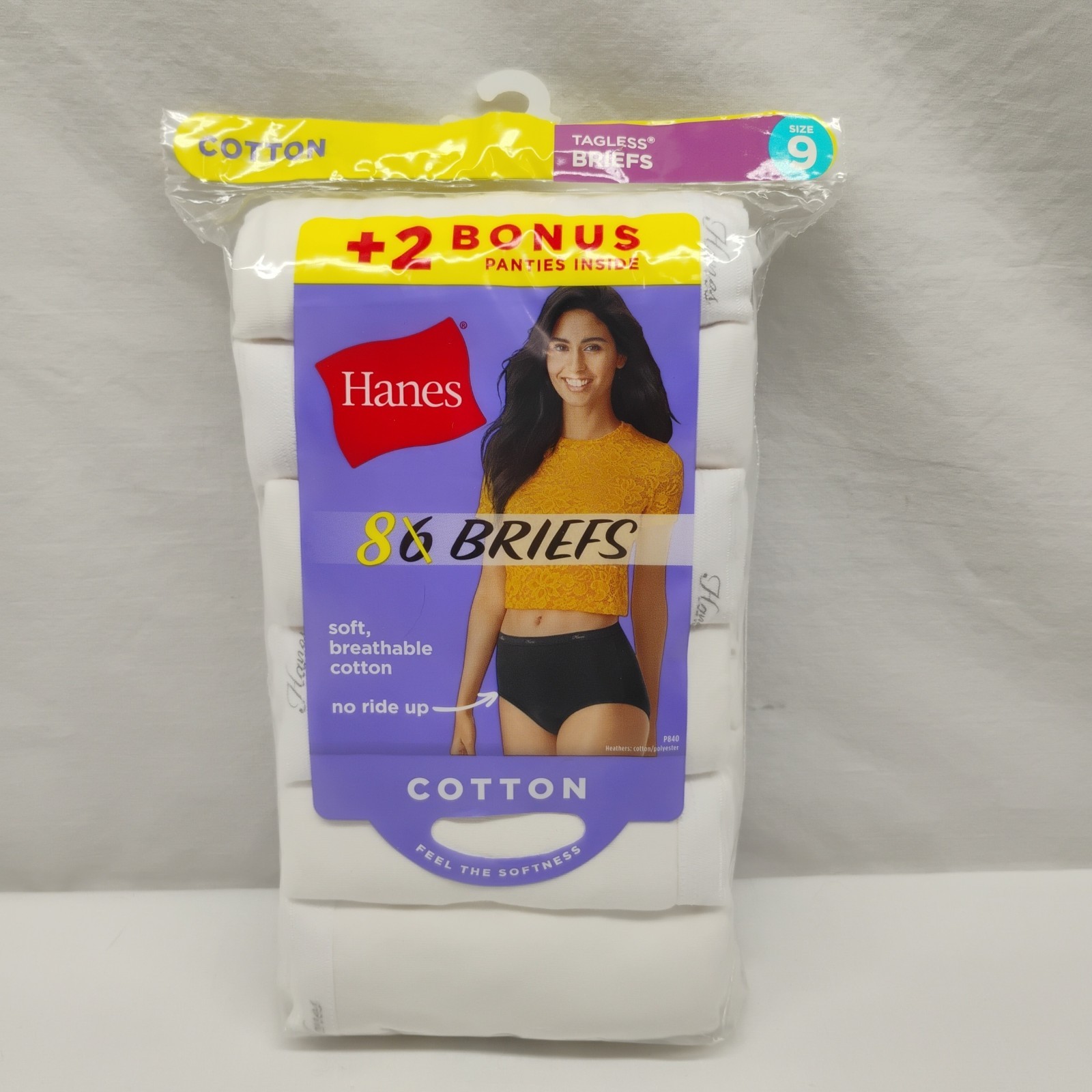 NEW Women’s HANES 8pk Ultra Soft Breathable Cotton No Ride Up Briefs sz 9 WHITE