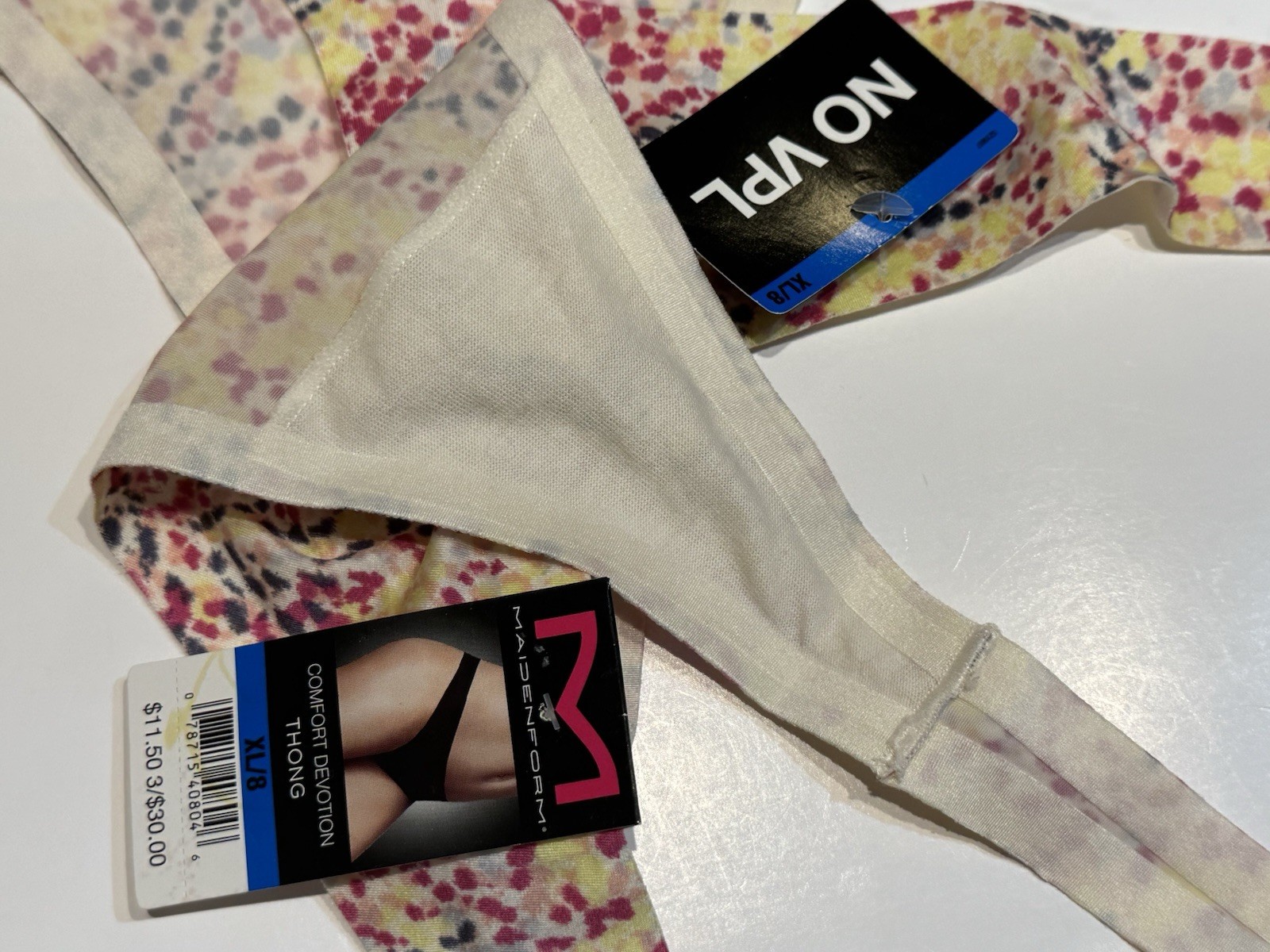 Maidenform 40149 Comfort Devotion Women’s Thong XL 8 2 Pairs Soft Petals Print