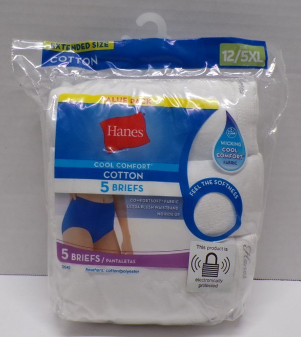 Hanes Cool Comfort Cotton Women’s Briefs Wicking 5 Pack 12/5XL