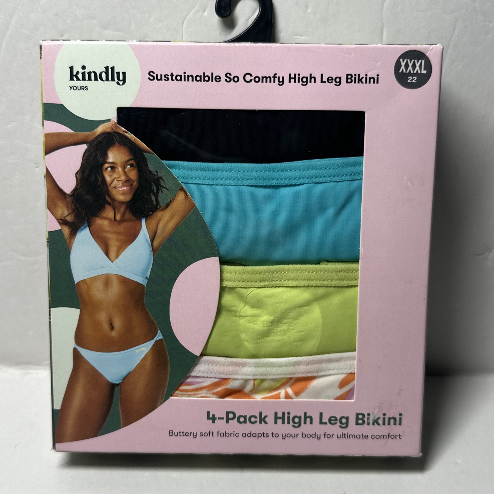 Kindly Yours So Comfy High Leg Underwear 4 Pack 3XL (22)Floral,Green,Blue,Black